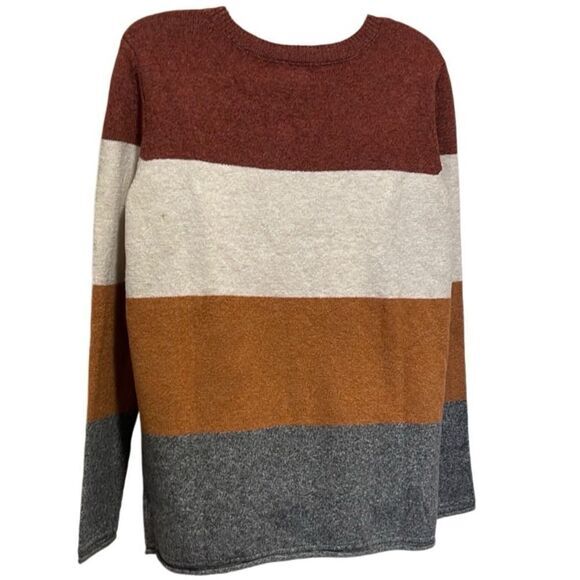 Pinque Gina Womens Sweater XL Crew Neck Striped Pullover Rust Stone Combo NWT - Picture 4 of 9